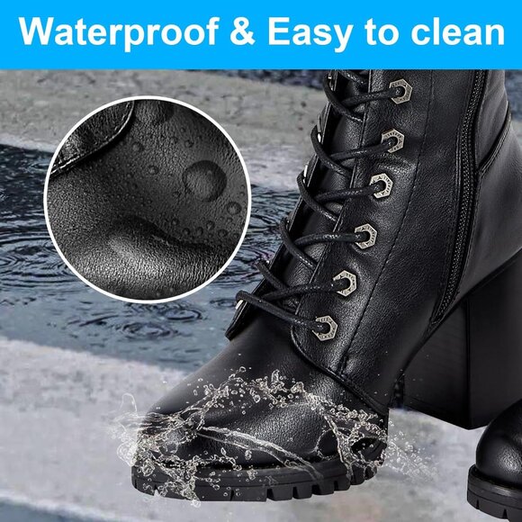 Women's Black Over The Knee Zip Buckle Soft Thigh High Lace Up Tall Boots - Picture 8 of 8